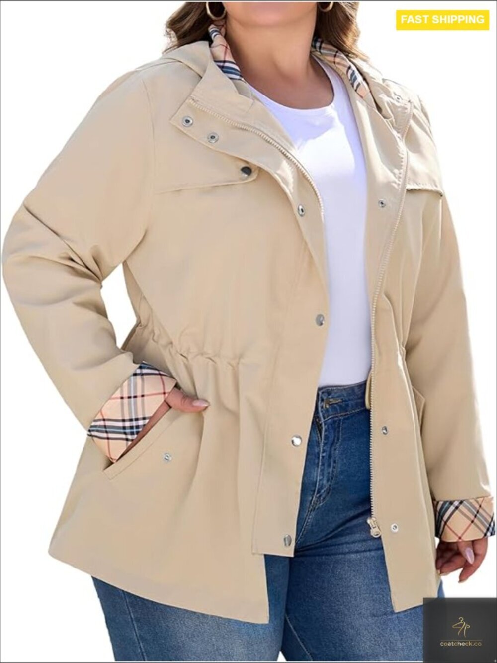 Plus Size Rain Jacket Waterproof Long Hooded Trench Coat Outdoor Casual